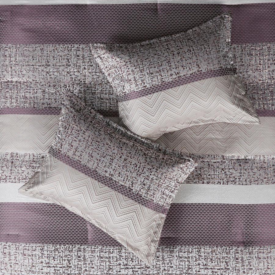 Rhapsody King 7 Piece Jacquard Transitional Comforter Set Purple Olliix.com