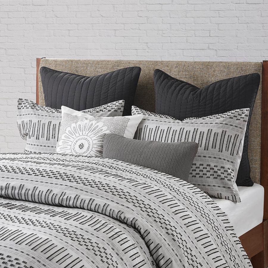 Rhea Cotton 20" D Jacquard Comforter Mini Set Gray Full/Queen Olliix.com