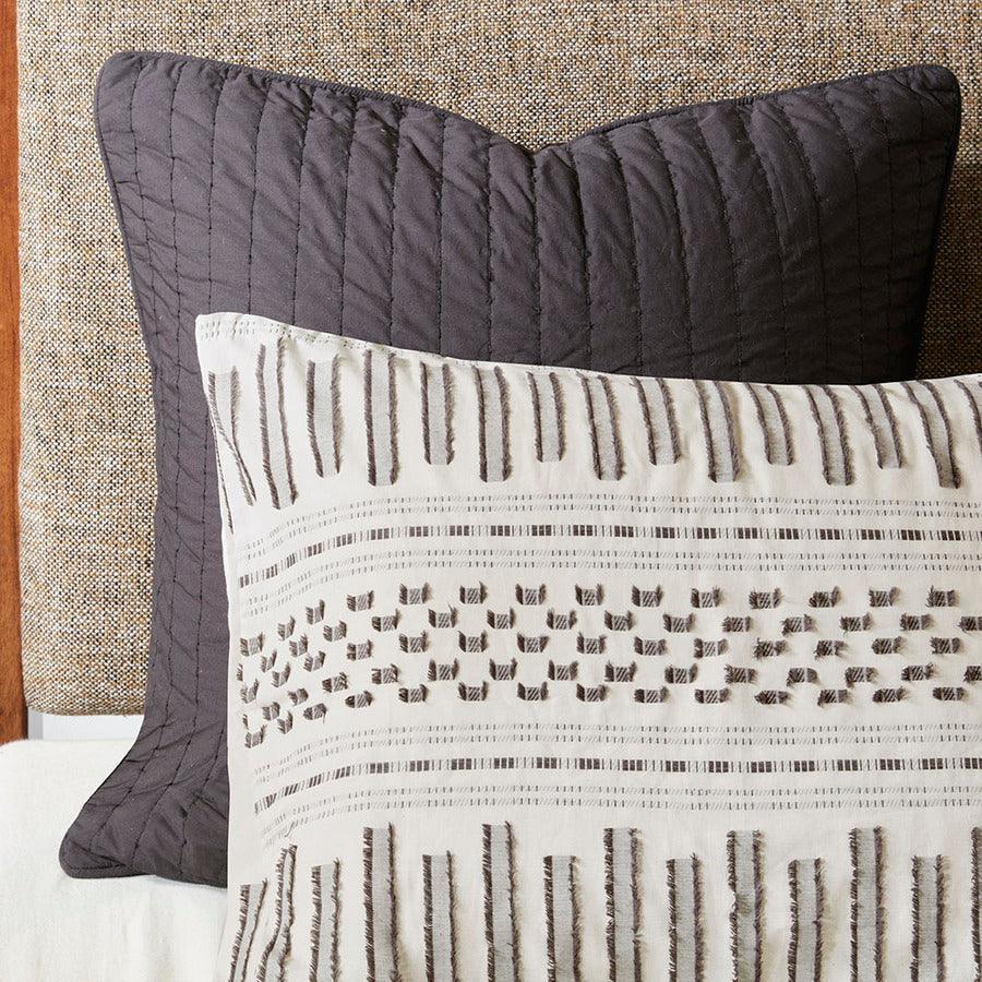 Rhea Cotton Jacquard Comforter Mini Set Charcoal King/Cal King Olliix.com