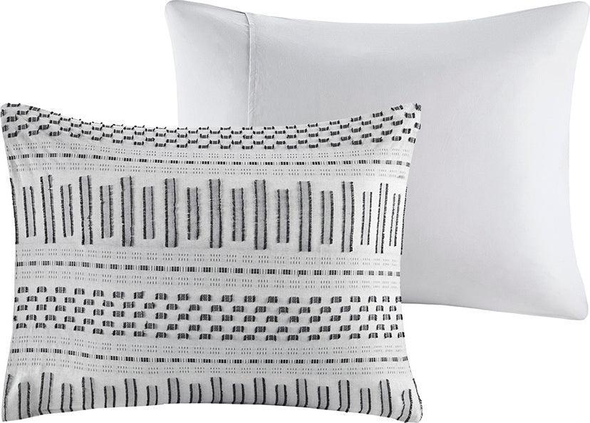 Rhea Cotton Jacquard Comforter Mini Set Gray King/Cal King Olliix.com