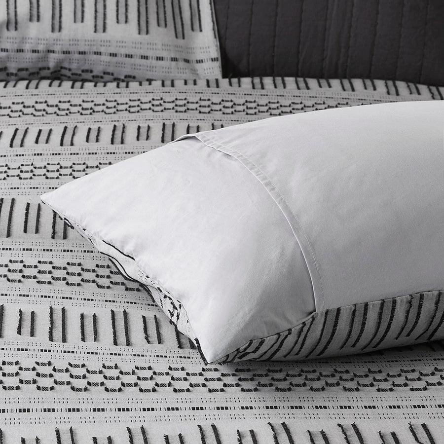 Rhea King/California King Cotton Jacquard Duvet Cover Mini Set Gray Olliix.com