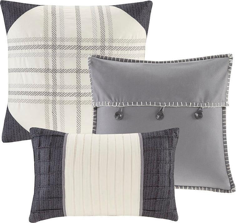 Ridge 7 Piece Herringbone 36 " W Comforter Set Gray King Olliix.com