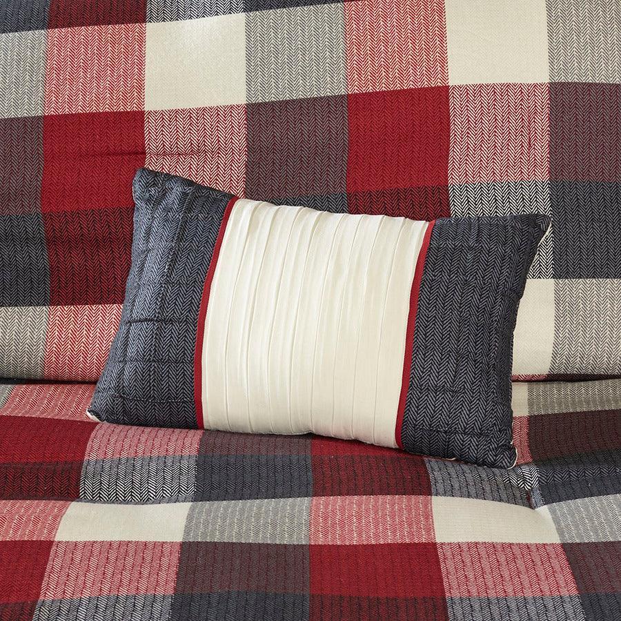 Ridge 7 Piece Herringbone Comforter Set Red King Olliix.com