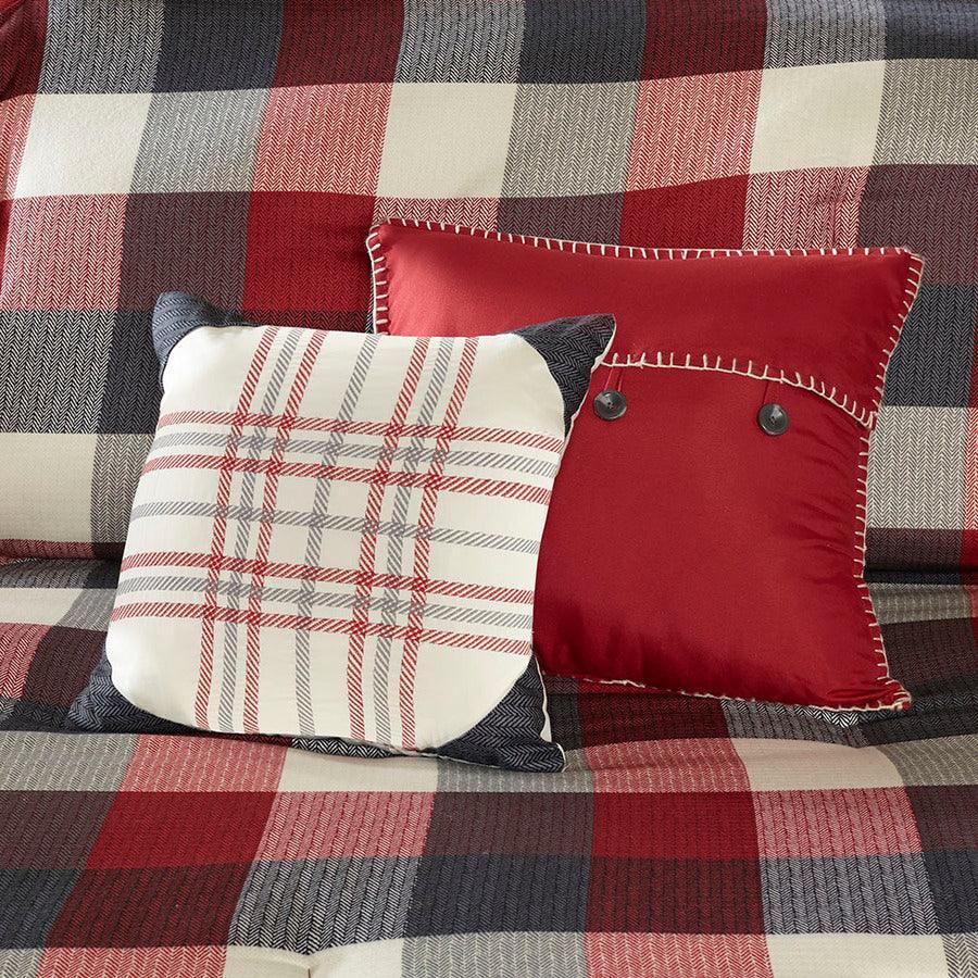 Ridge 7 Piece Herringbone Comforter Set Red King Olliix.com