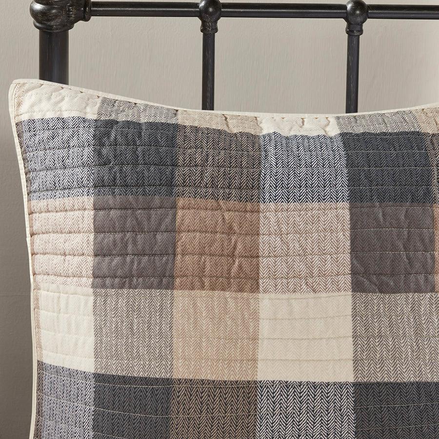 Ridge King/California King 6 Piece Reversible Herringbone Coverlet Set Neutral Olliix.com