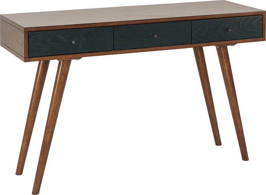 Rigby 3 Drawer Writing Desk Pecan & Blue Olliix.com