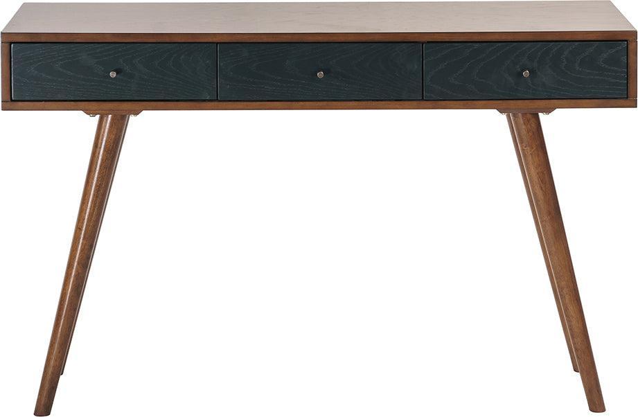 Rigby 3 Drawer Writing Desk Pecan & Blue Olliix.com