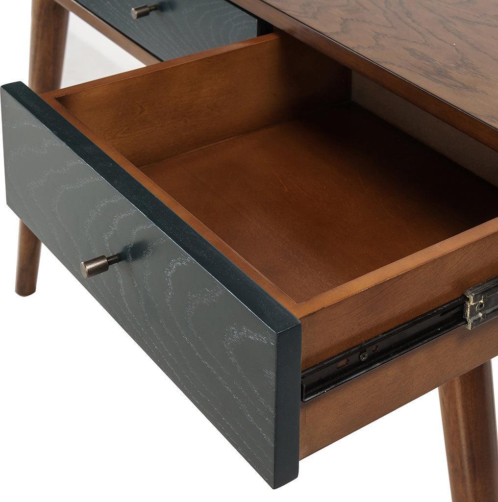 Rigby 3 Drawer Writing Desk Pecan & Blue Olliix.com