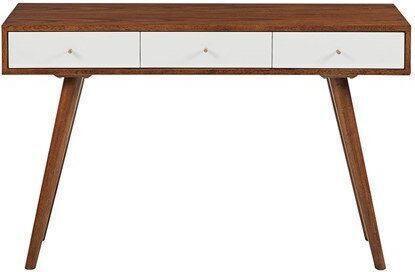 Rigby 3 Drawer Writing Desk White & Pecan Olliix.com