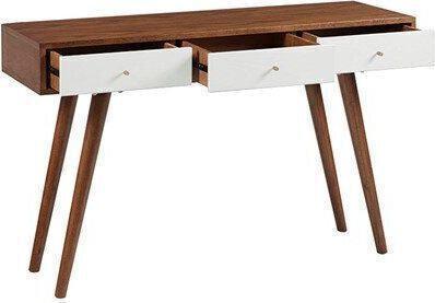 Rigby 3 Drawer Writing Desk White & Pecan Olliix.com