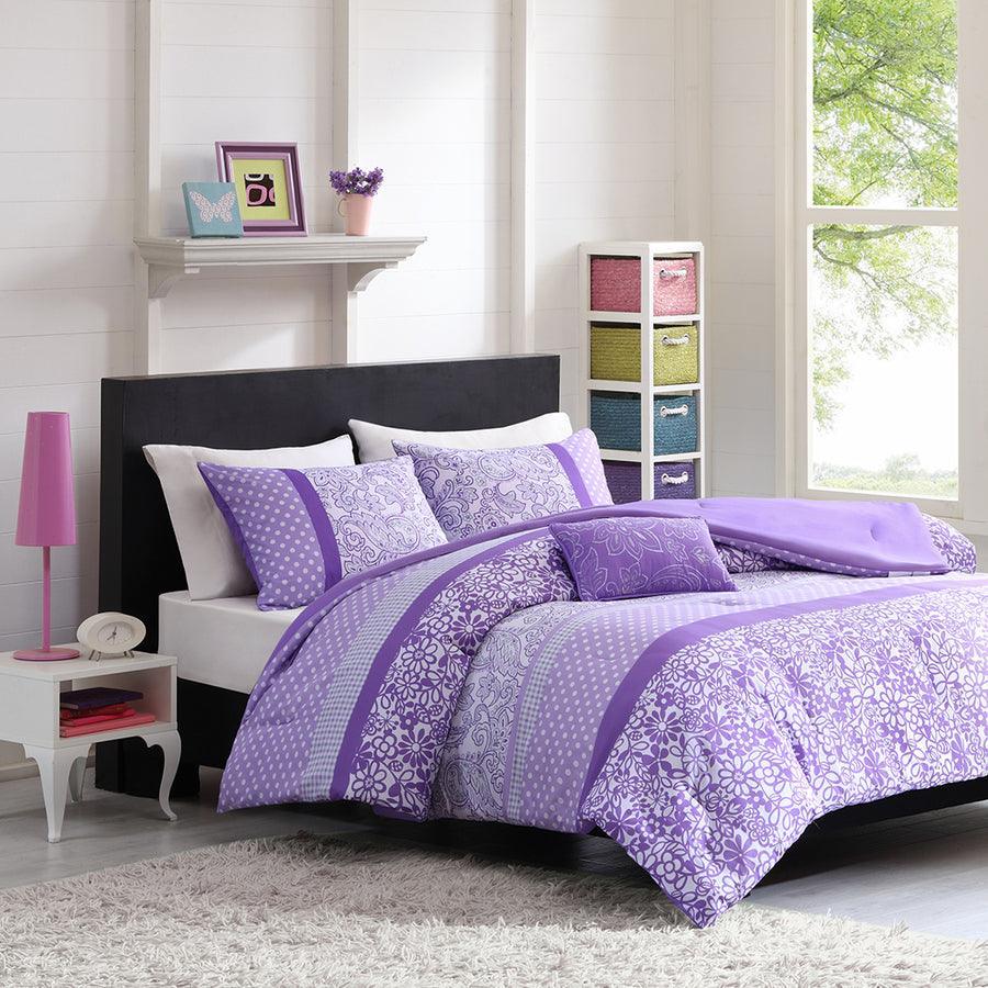 Riley Full/Queen Comforter Set Casual Purple Olliix.com