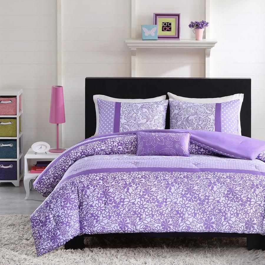 Riley Full/Queen Comforter Set Casual Purple Olliix.com