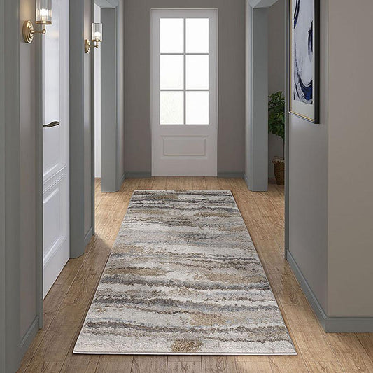 Riley Runner 2'7"x7' Area Rug Blue & Tan Olliix.com