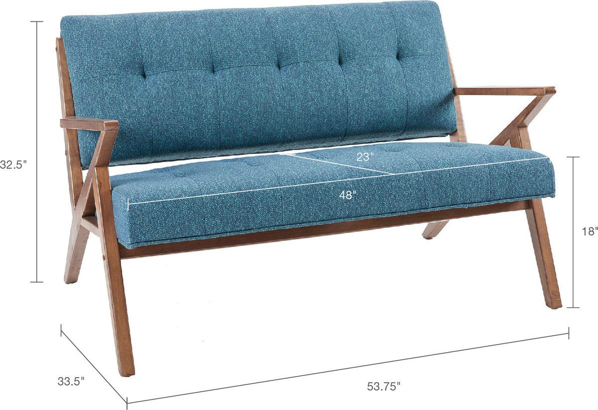 Rocket Industrial Loveseat 53.75"W x 33.5"D x 32.5"H Blue Olliix.com