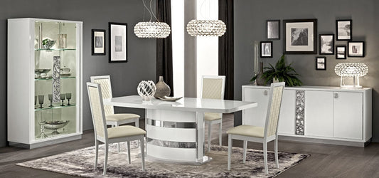 ESF Furniture - Roma 9 Piece Dining Table Set with 18" Extension in White - ROMADTW-9SET ESF Furniture