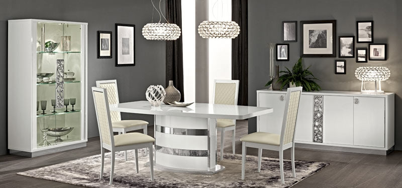 ESF Furniture - Roma 7 Piece Dining Table Set with 18" Extension in White - ROMADTW-7SET ESF Furniture