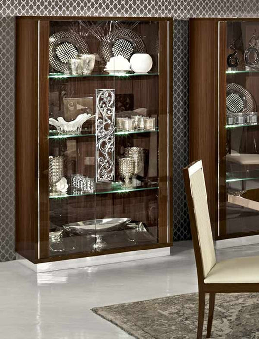 ESF Furniture - Roma 2-Door Curio Walnut - ROMA2DOORCHINAWALNUT ESF Furniture