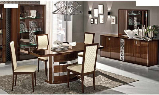 ESF Furniture - Roma 10 Piece Dining Table Set with 18" Extension in Walnut - ROMADT-10SET ESF Furniture