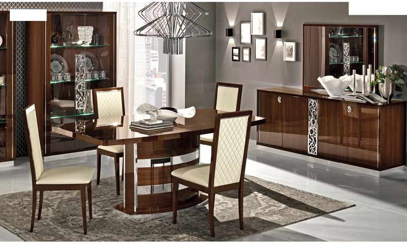 ESF Furniture - Roma 9 Piece Dining Table Set with 18" Extension in Walnut - ROMADT-9SET ESF Furniture