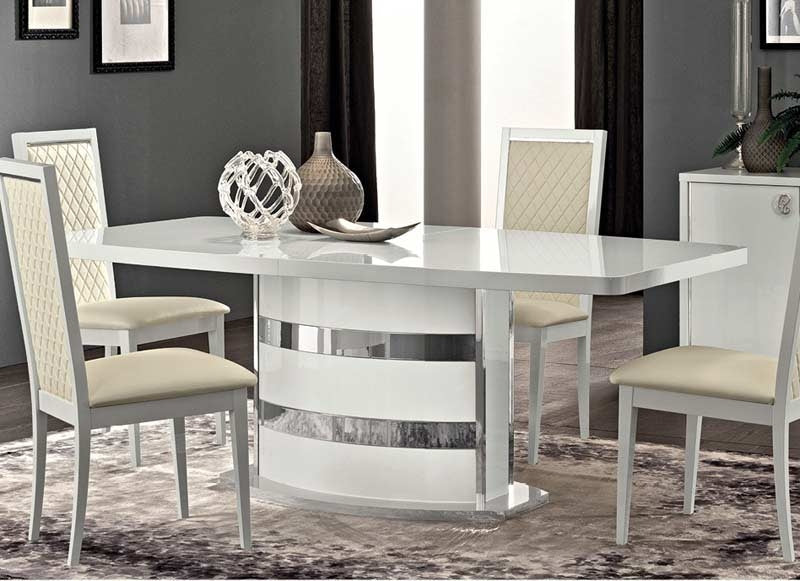 ESF Furniture - Roma Dining Table with 18" Extension in White - ROMATABLEWHITE ESF Furniture