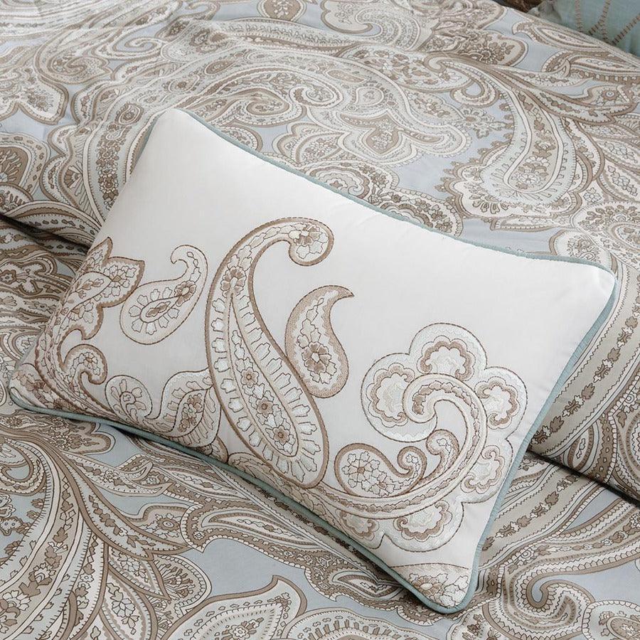 Ronan King/California King 5 Piece Cotton Comforter Set Blue Olliix.com