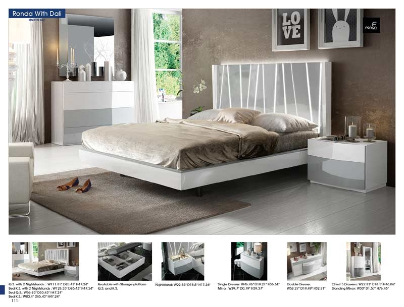 ESF Furniture - Ronda Dali 7 Piece Queen Bedroom Set - RONDADQBDD-7SET ESF Furniture