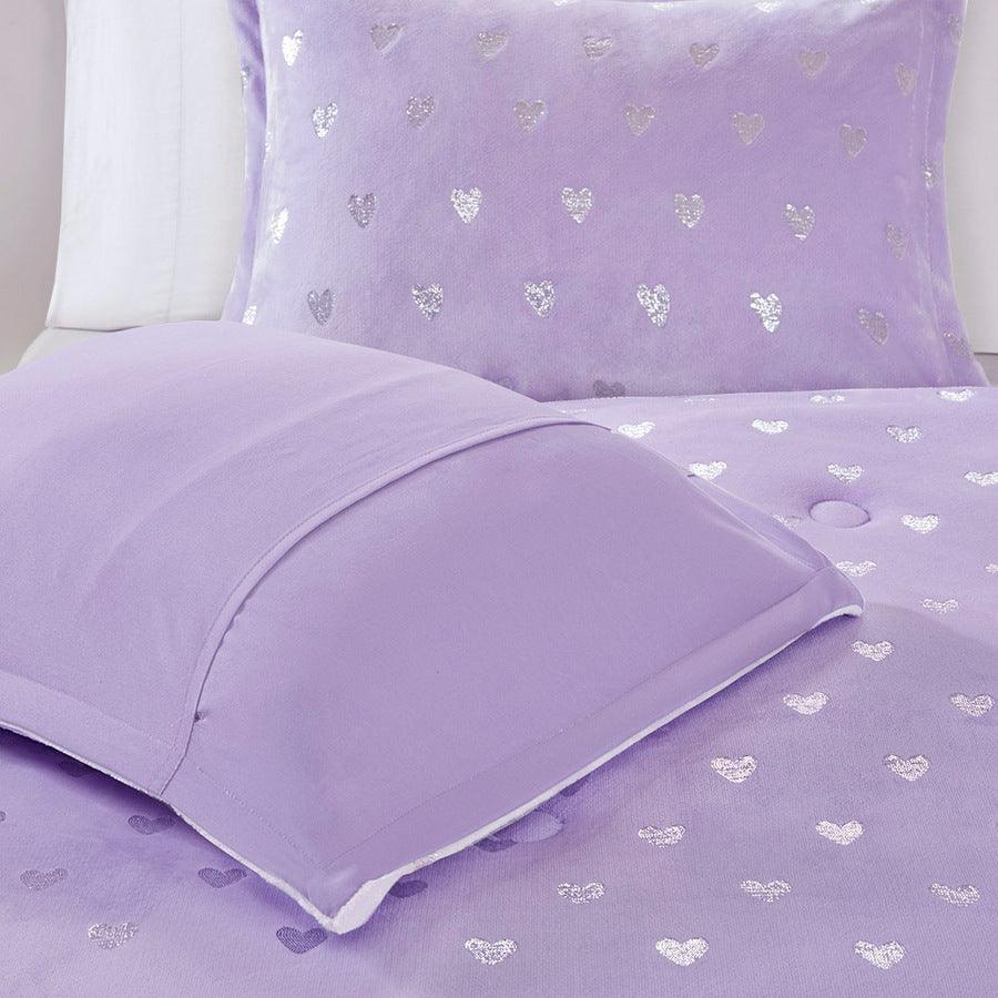 Rosalie Full/Queen Comforter (Set) Purple/Silver Olliix.com