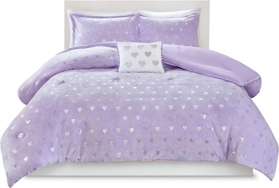 Rosalie Full/Queen Comforter (Set) Purple/Silver Olliix.com