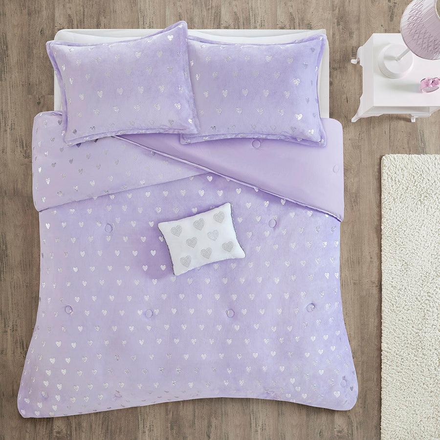 Rosalie Full/Queen Comforter (Set) Purple/Silver Olliix.com