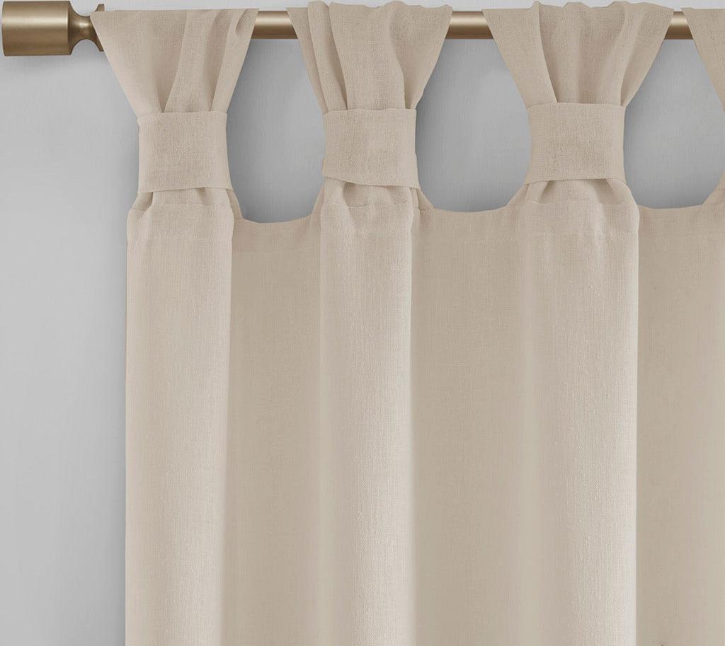 Rosette 63 H Floral Embellished Cuff Tab Top Solid Window Panel Linen Olliix.com