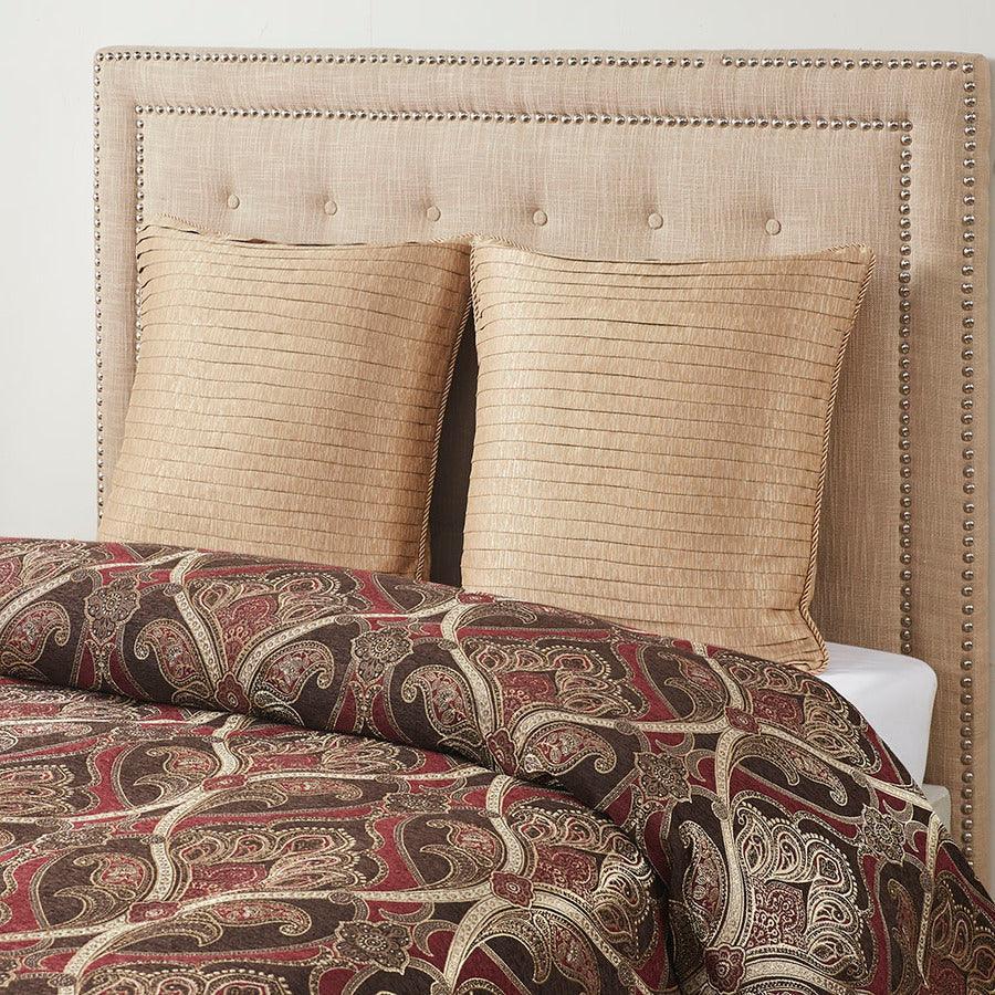 Royale Jacquard Comforter Set With Euro Shams And Dec Pillows Red King Olliix.com