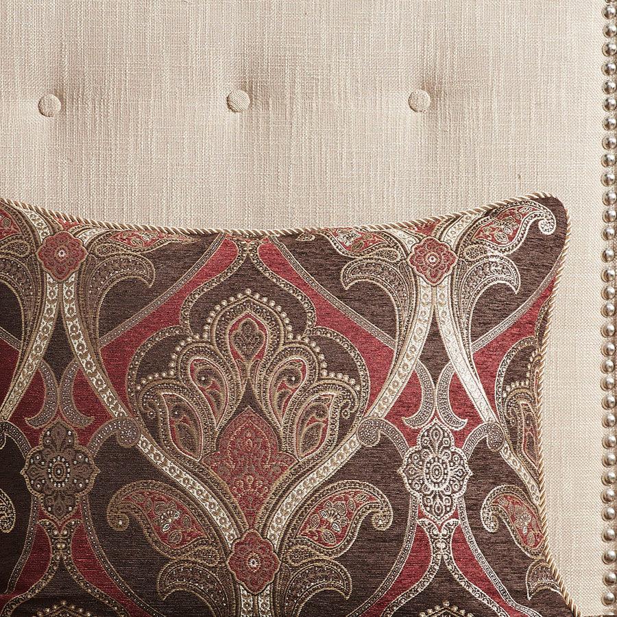 Royale Jacquard Comforter Set With Euro Shams And Dec Pillows Red King Olliix.com