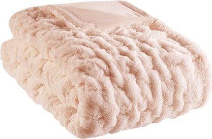 Ruched Fur Throw  Blush Olliix.com