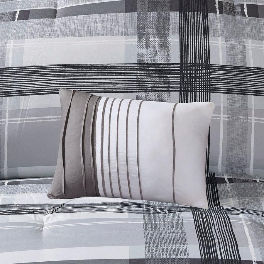 Rudy Casual Plaid Comforter Set Black Twin/Twin XL Olliix.com