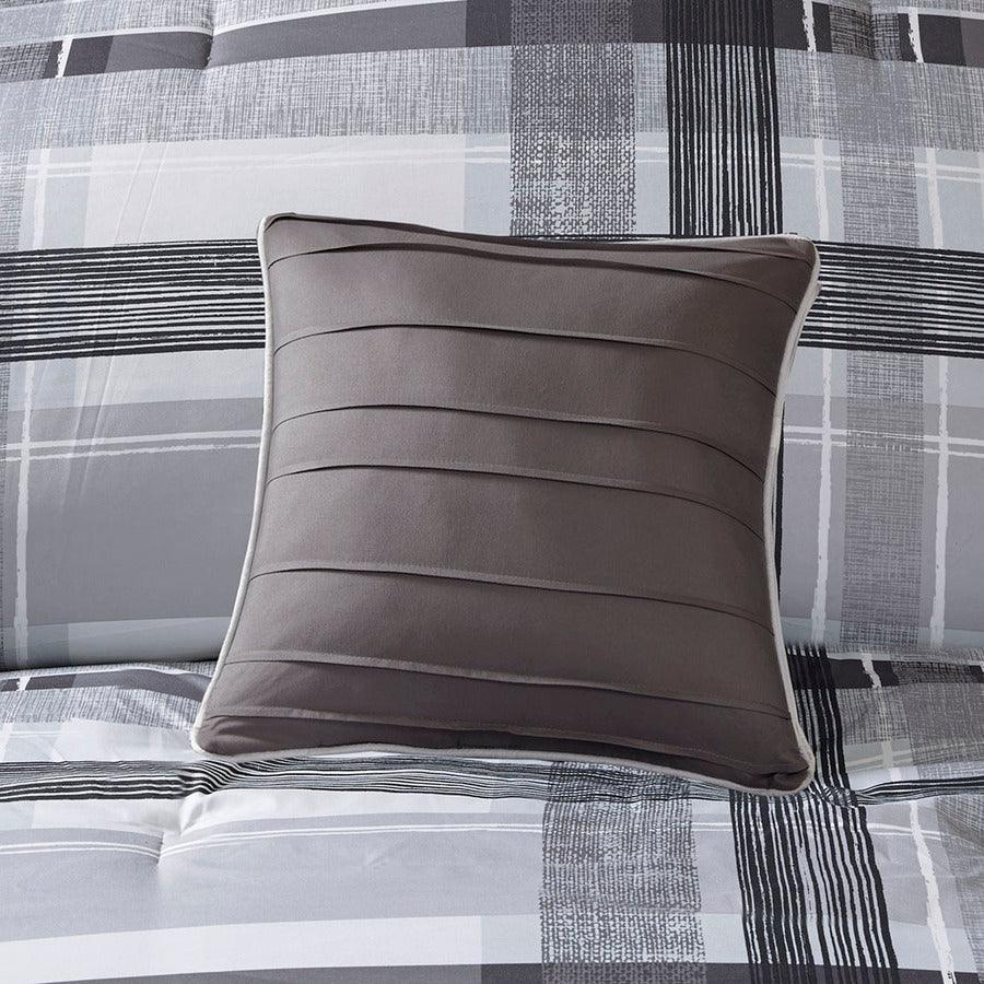 Rudy Casual Plaid Comforter Set Black Twin/Twin XL Olliix.com