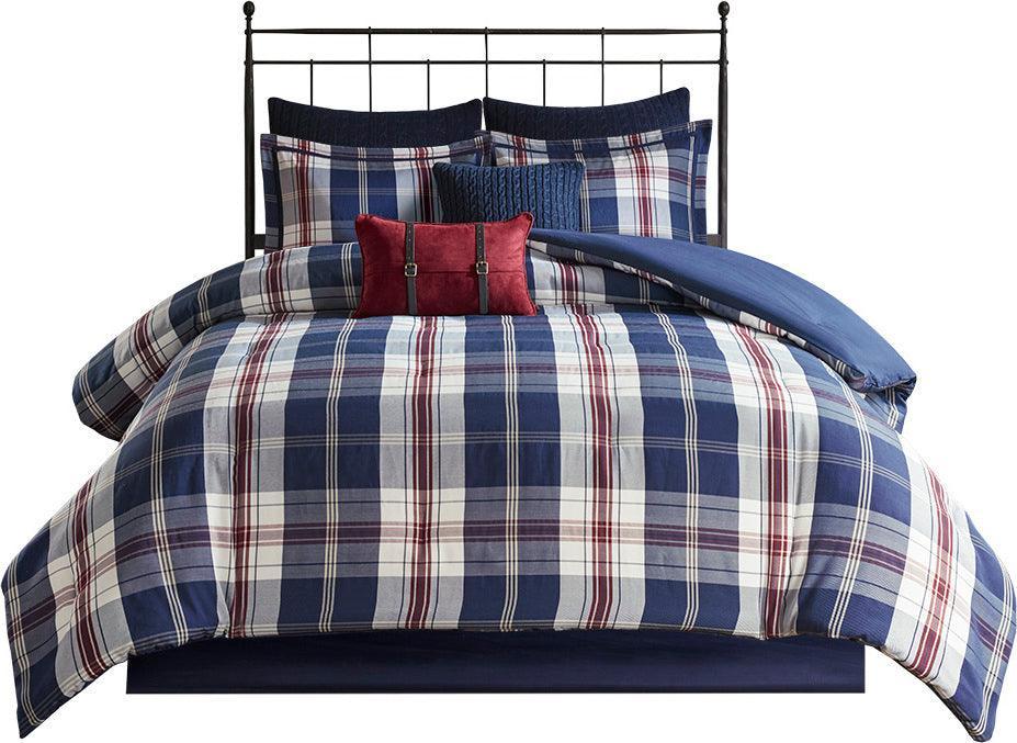 Ryland Full/Queen Oversized Plaid Print Comforter Set Blue Olliix.com