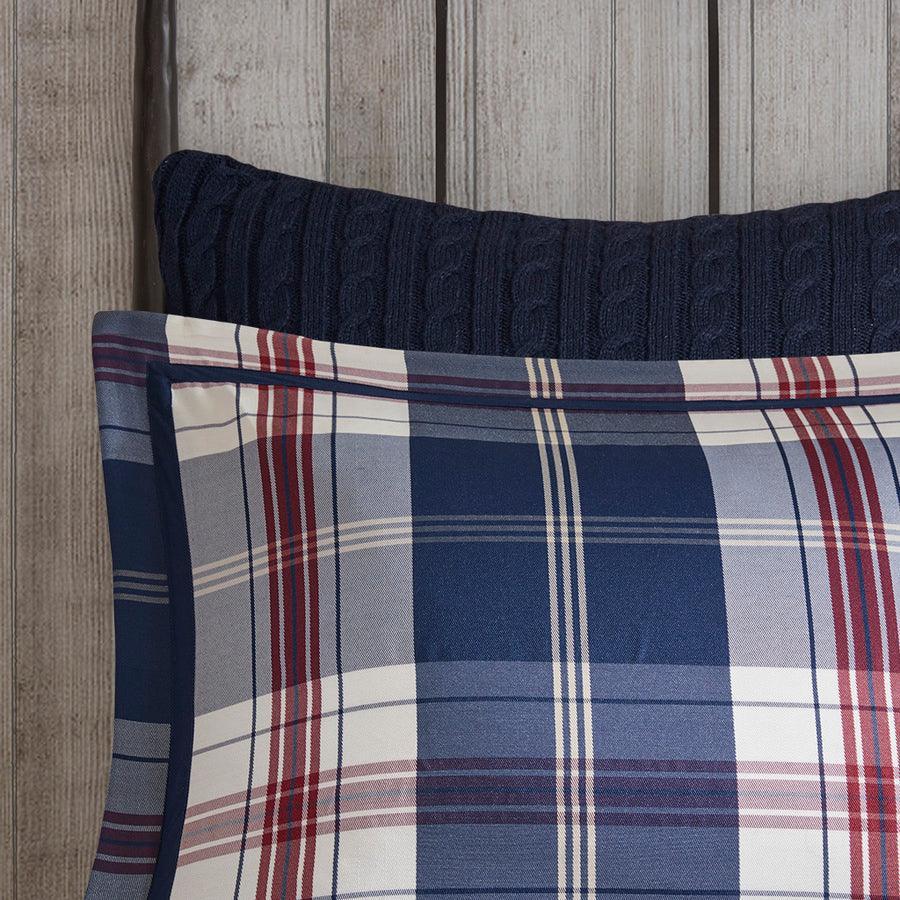 Ryland Full/Queen Oversized Plaid Print Comforter Set Blue Olliix.com