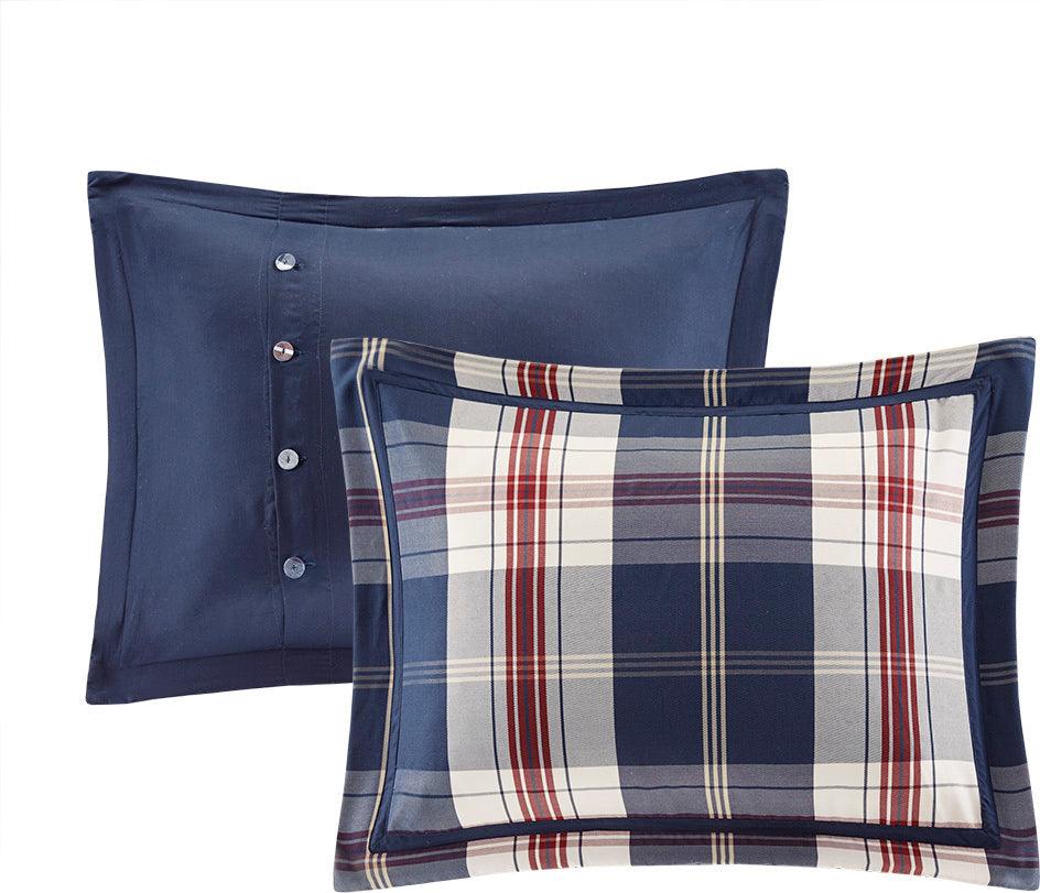 Ryland Transitional Oversized Plaid Print Comforter Set Blue King/Cal King Olliix.com