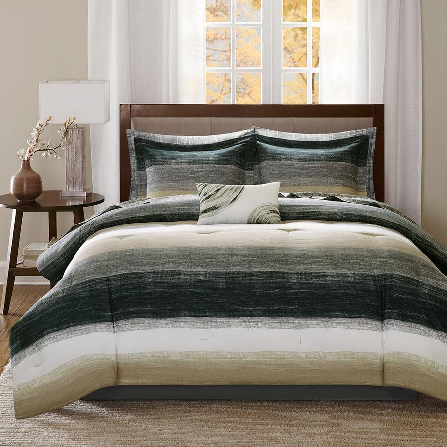 Saben Full Complete Transitional Comforter and Cotton Sheet Set Taupe Olliix.com