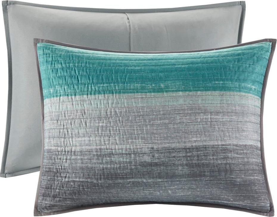 Saben Transitional Complete Reversible Coverlet and Cotton Sheet Set Cal King Aqua Olliix.com