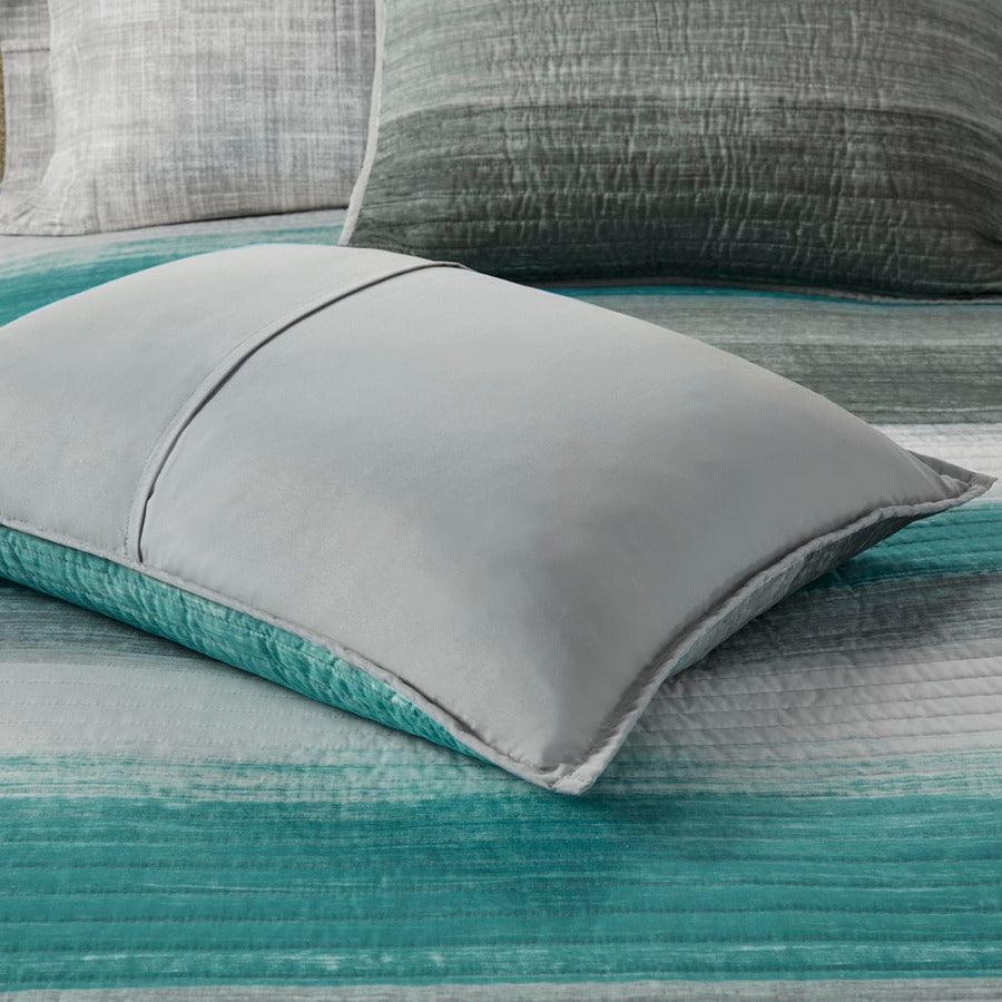 Saben Transitional Complete Reversible Coverlet and Cotton Sheet Set Cal King Aqua Olliix.com