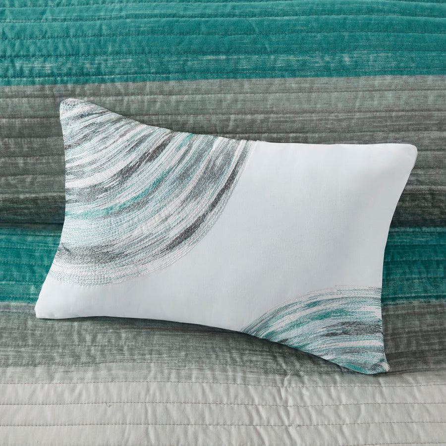 Saben Transitional Complete Reversible Coverlet and Cotton Sheet Set Cal King Aqua Olliix.com