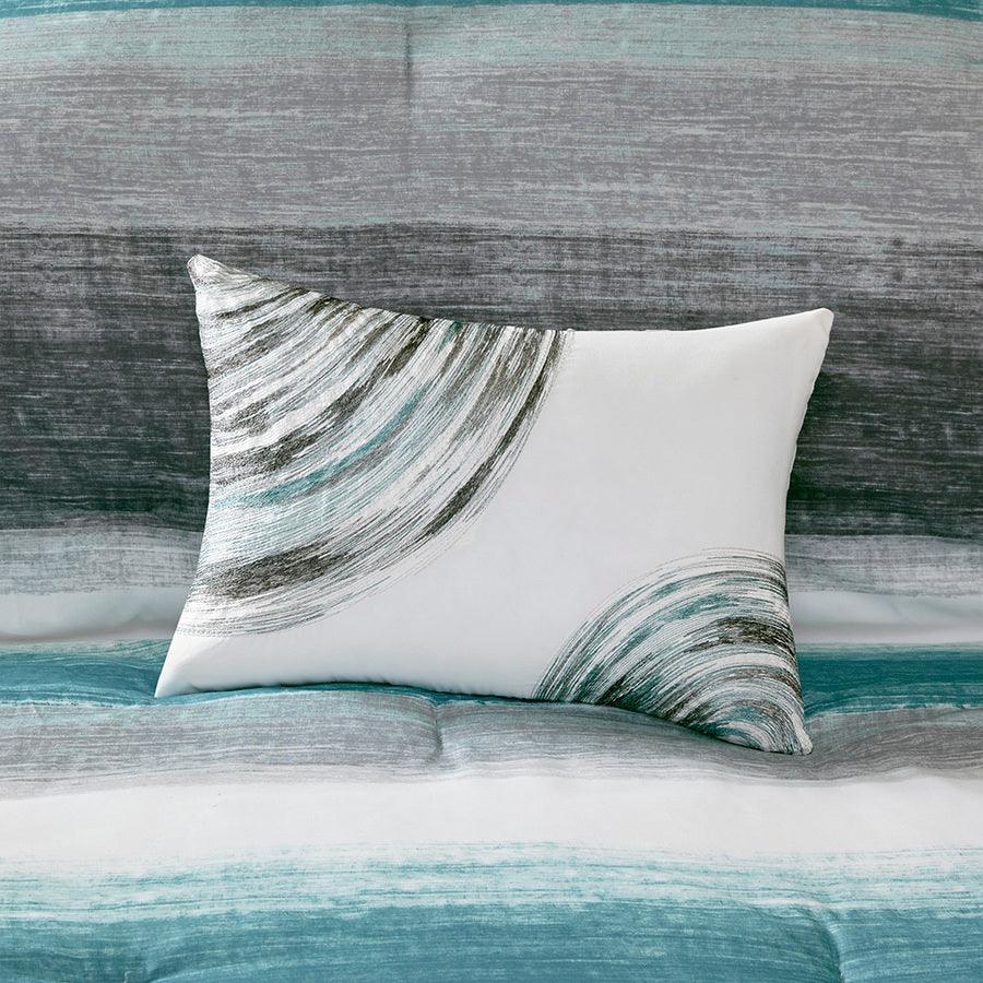 Saben Twin Complete Comforter and Cotton Sheet Set Aqua Olliix.com