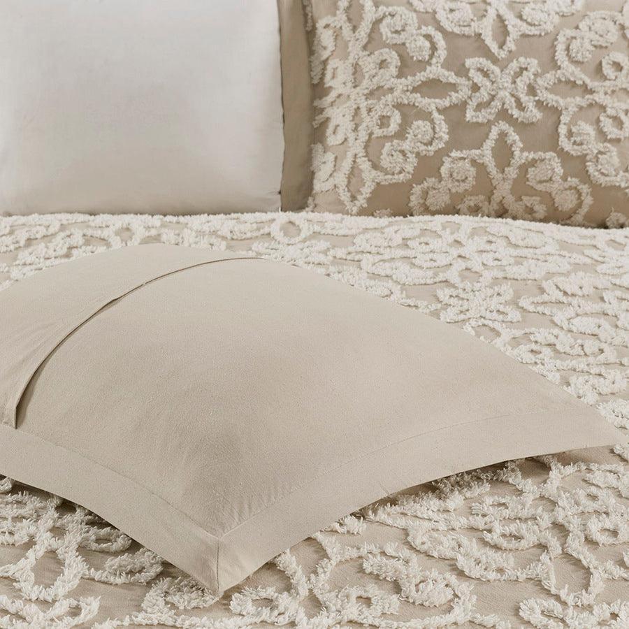 Sabrina King/California King 3 Piece Tufted Cotton Chenille Bedspread Set Taupe Olliix.com