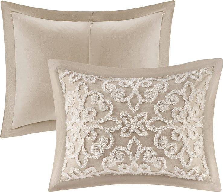 Sabrina King/California King 3 Piece Tufted Cotton Chenille Bedspread Set Taupe Olliix.com