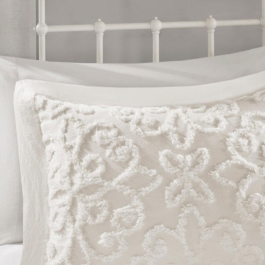 Sabrina King/California King 3 Piece Tufted Cotton Chenille Bedspread Set White Olliix.com