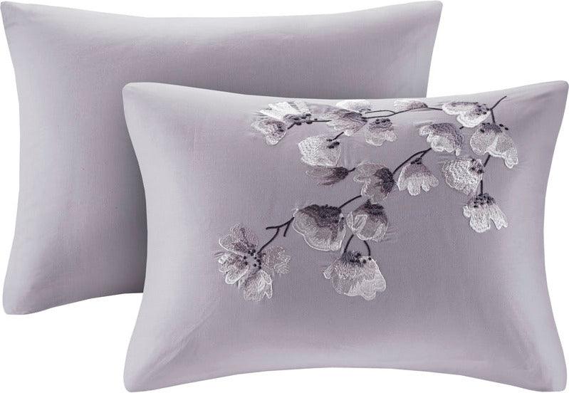 Sakura Coastal Blossom 3 Piece Cotton Sateen Printed Comforter Set Lilac King Olliix.com