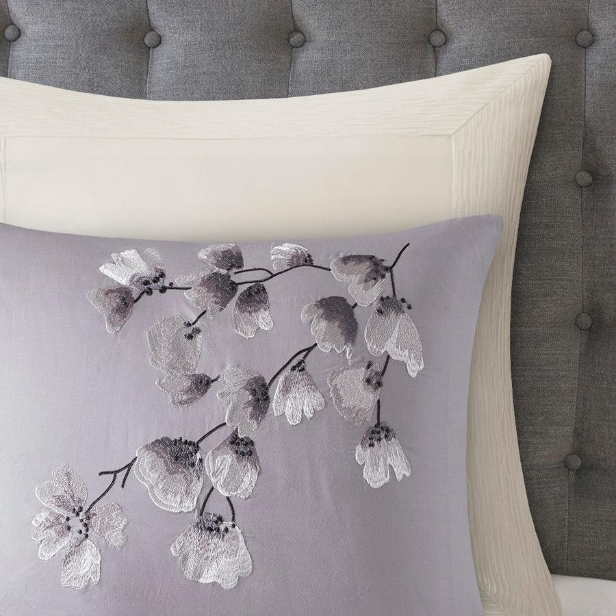 Sakura Coastal Blossom 3 Piece Cotton Sateen Printed Comforter Set Lilac King Olliix.com