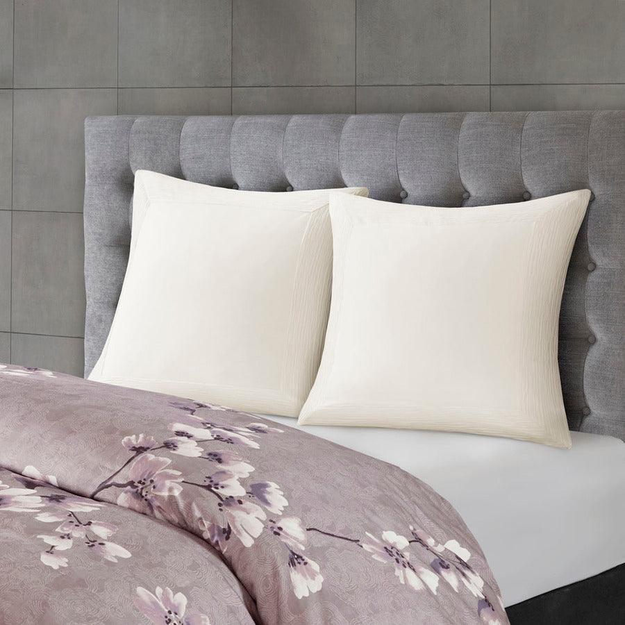 Sakura Global Inspired Blossom 3 Piece Cotton Sateen Printed Duvet Cover Set Full/Queen Lilac Olliix.com