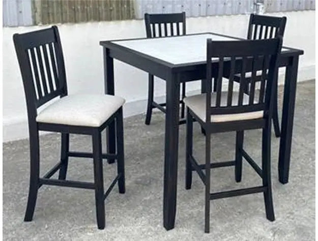 Salvador Black/White 5-Piece Counter Height Dining Set Crown Mark